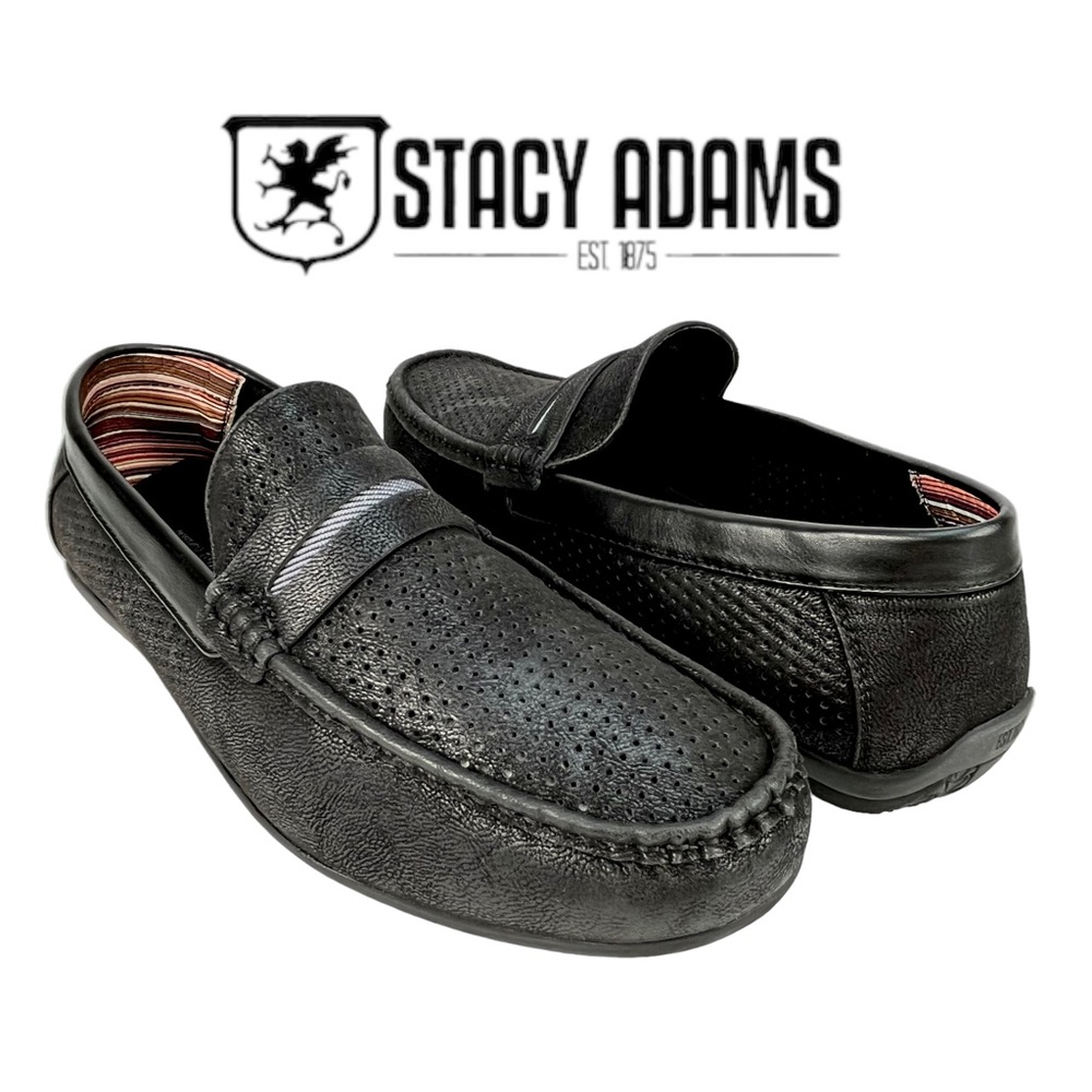 Stacy Adams‎ | Corby Moc Toe Saddle Slip On Black Loafer | Men’s 12 M